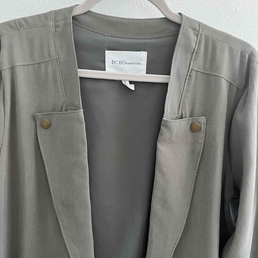 Bcbgeneration Open Jacket Front Peplum Large Gray… - image 6
